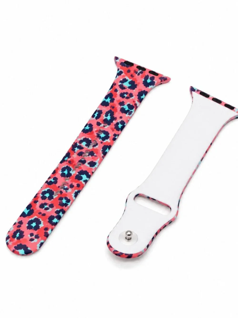 Pink Leopard Print Apple Watch Band 38mm 40mm Long Silicone Strap NWT